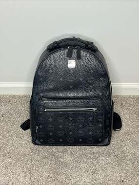 MCM Stark Backpack in Black Visetos Leather